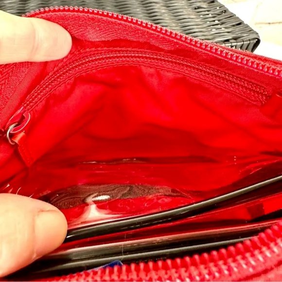 ⭐️PRADA Red Nylon Pouch Crossbody Bag with chain and clear insert - Picture 10 of 16